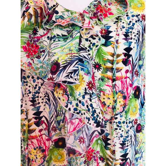 0039 iItaly silk floral ruffle blouse - Picture 3 of 4